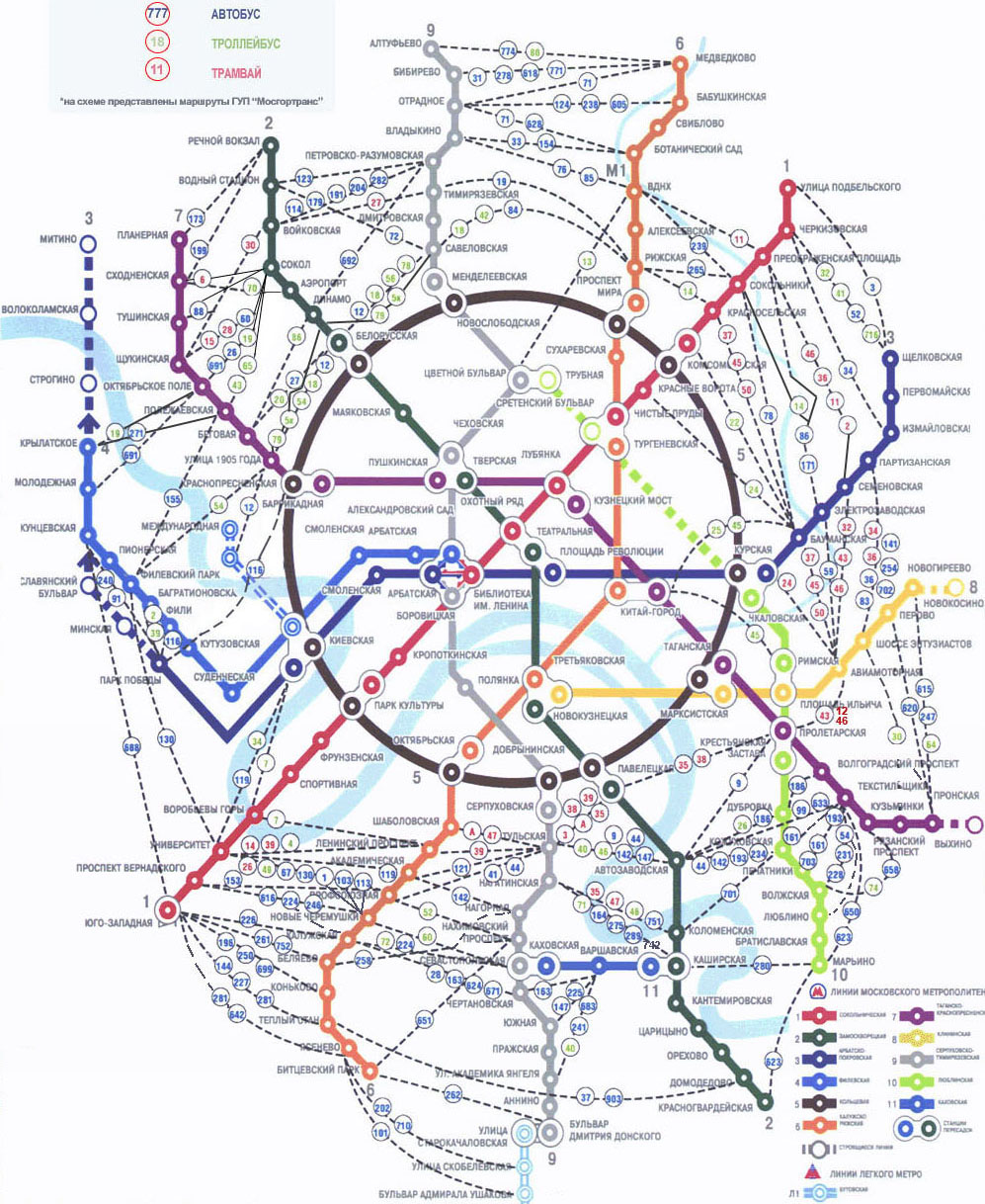 москва схема движения транспорта